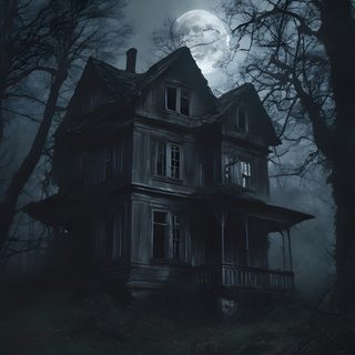 an old abandoned house in the woods at night with full moon behind it and trees Old Scary Horror Halloween Dark And Creepy, Eerie House, Haunted House, Scary House, dark slate gray