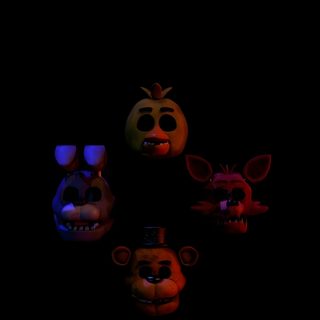 five halloween pumpkins in the dark with their faces painted orange and blue, all wearing glasses Fnaf Halloween Fnaf Home Screen, Fnaf Orange, Fnaf Black Background, Fnaf Freddy Background, Fnaf 5,