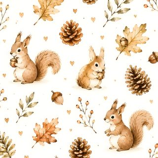 a watercolor painting of squirrels and pine cones Squirrel Halloween Cottagecore Style, Forest Animals, Autumn Cozy, Pine Cones, Autumn Leaves, snow