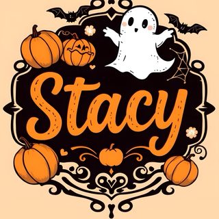 an orange and black sign that says stay with a ghost on it's head Halloween-themed Name Cute Halloween Ghost Design, Diy Halloween Decoration Inspiration, Halloween-themed Name Art, navajo white