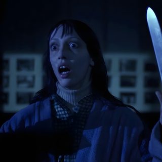 a woman holding a knife in the dark The Shining Laptop Halloween Shining Gif, The Shining Meme Gif, The Shining Gifs, black