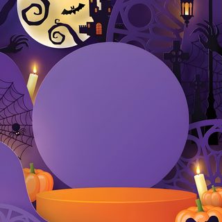 a halloween scene with pumpkins and candles Halloween Podium Halloween Standee Design, Halloween Podium, Background Design For Halloween, dim gray