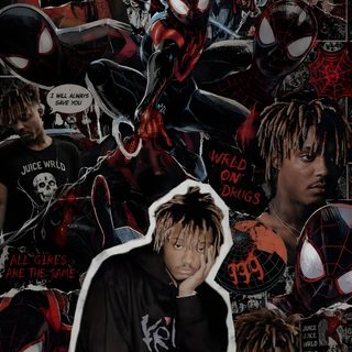 spider - man collage with stickers on it Halloween Juice Wrld black