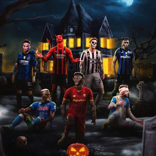 a group of people dressed in halloween costumes Football Halloween Psg Creative Football Club, Trio Celebration Football, Football Transfer Design, black