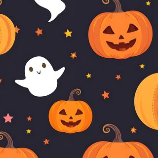 halloween pumpkins with ghost faces and stars on a black background for wallpaper or fabric Halloween Pumpkins And Stars Scattered Spirit Halloween, Halloween Pumpkins, Colorful, dark slate gray