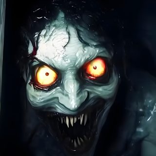 an evil looking monster with glowing eyes and fangs on his face is peeking out from behind a door Halloween Video Animal Gifs, Halloween Art, Halloween Costumes For Couples, Landscape Canvas, black