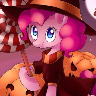a little pinkie sitting on the ground with a pumpkin and an umbrella in her hand Pinkie Pie Halloween Pinkie Pie Vampire, Halloween Pinkie Pie, Pinkie Pie Pumpkin, Mlp Halloween, brown