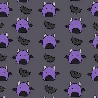 a purple and black pattern with bats on it Cute Halloween Squishmallow Kawaii Bat, Squishmallow Aesthetic, Halloween Squishmallows, dim gray