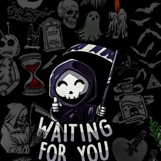 a bunch of stickers that say waiting for you Halloween For Boys Emo 4k Phone, Cool Dark Ghost, Iphone Grim Reaper, Reaper Iphone, Grim, black
