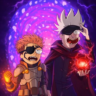 two cartoon characters standing next to each other in front of a purple and blue background Rick And Morty Halloween Rick And Morty, Cute Tattoos, Dark Aesthetic, Aesthetic, Anime, midnight blue