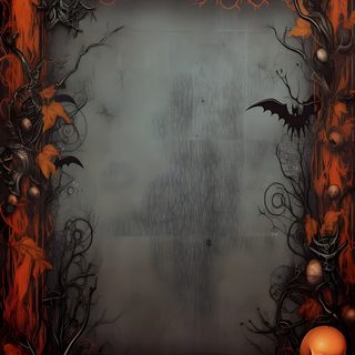 a halloween photo frame with skulls and bats Halloween Scroll Spooky Backgrounds, Halloween Blank Template, Spooky Background Printable, dark olive green