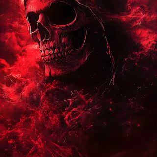 a skull in the middle of a red and black background Halloween Red Skull Red Fire Skull, Red Dark Grim Reaper, Red Reaper, Red Grim Reaper 4k, black