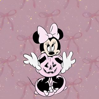 a cartoon mickey mouse sitting on top of a pink background Pink Disney Halloween Pink, rosy brown