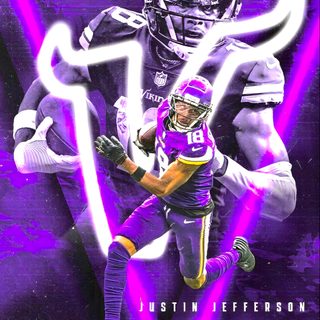 the football player is running with the ball in his hand, and has purple lights behind him Justin Jefferson Halloween Nfl Justin Jefferson, Justin Jefferson Aesthetic, Justin Jefferson Iphone, dark slate blue