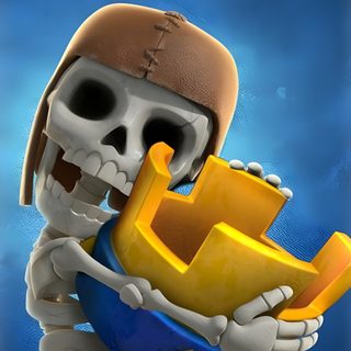 a cartoon skeleton holding a blue and yellow object in it's right hand while wearing a baseball cap Clash Royale Halloween Clash Of Clans, Ratatouille Disney, Clash Of Clans Iphone, dark slate gray