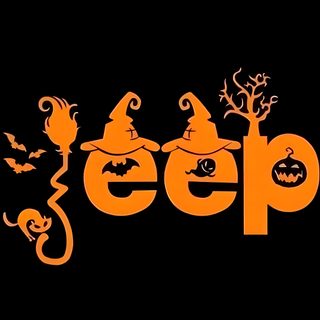 the word eep with witches and pumpkins on it Halloween Jeep Jeep Halloween Decor, Halloween Jeep Decor, Jeep Halloween Decorations, black