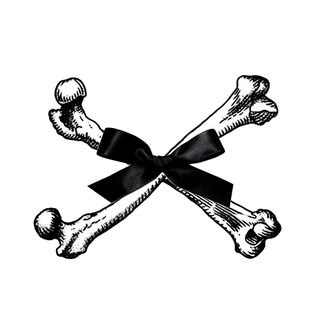a black and white drawing of two bones with a bow Black And White Halloween Skulls In Bow Skull And Bow Aesthetic, Black And White Halloween Skulls In Bow, Skull And Bow,
