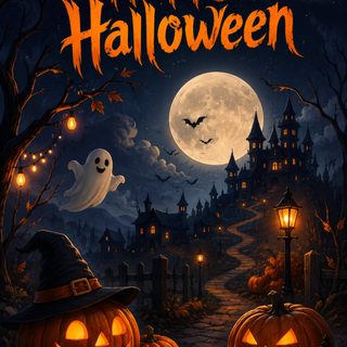 a halloween scene with pumpkins and jack o lanterns Happy Halloween Spirit Halloween Happy Halloween Pictures, Night Illustration, Spooky Trees, black
