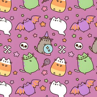 many cats and stars on a pink background Desktop Pusheen Halloween Cute Halloween Computer, Fun Laptop, Pusheen Ipad, pale violet red