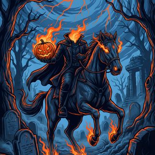 a man riding on the back of a horse Spirit Halloween Ghost Rider Kuda, The Headless Horseman, Headless Horseman Background, dark slate gray