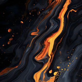 an orange and black abstract painting with gold dots on the bottom right hand corner, as if it were liquid or water Black And Gold And Orange Halloween Abstract Fire Hd, Black Orange, Black And Orange,