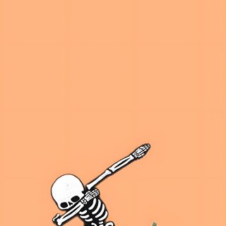 a skeleton holding a baseball bat next to a jack - o'- lantern on an orange background Funny Halloween Iphone light salmon