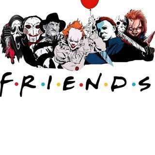 an image of friends with clowns and balloons on the back cover of a cell phone Halloween Horror Friends Spooky Font, Free Handwriting, Scary, Horror Artwork, Halloween Graphics, white