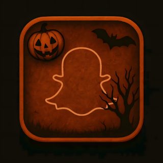 a wooden sign with a ghost and pumpkin on it Halloween Snapchat Halloween App Icons Snapchat, App Icon Halloween Aesthetic, Aesthetic Halloween Icons For Apps, black