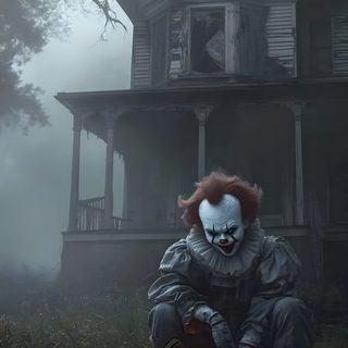 a scary clown sitting on the ground next to a pumpkin Halloween Scary Pennywise Horror Halloween, Scary Halloween Backgrounds, Halloween Scary, dark slate gray
