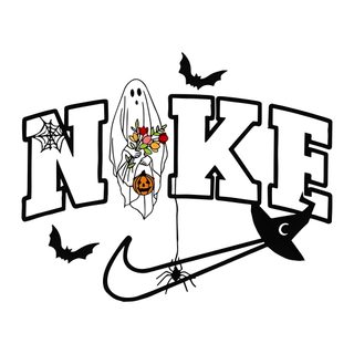 the nike logo is decorated with halloween decorations and bats, as well as a ghost Halloween Nike Halloween Nike, Nike Shirt Design Ideas, Halloween Nike Png, Nike Sublimation Designs, white