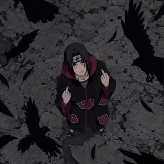 a man standing in the middle of a group of crows Itachi Uchiha Halloween dark slate gray