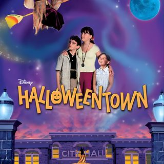 the movie poster for halloween town with two kids and an adult standing in front of it Halloween Town Movie Halloween Films, Disney Halloween Movies, Halloween Town Movie, dark slate blue