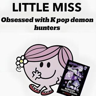 an advertisement for the k - pop demon hunters'album, little miss obsesed with k - pop demon hunters Kpdh Halloween Kpdh Memes, Relatable Post Funny, Troll Face, Good Movies On Netflix, lavender