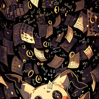 an image of a cartoon character with lots of money coming out of his head and eyes Halloween Mimikyu Fanart Mimikyu, Cute Pokemon Black And White, Pokemon Dark Theme, Pokemon Spatial,