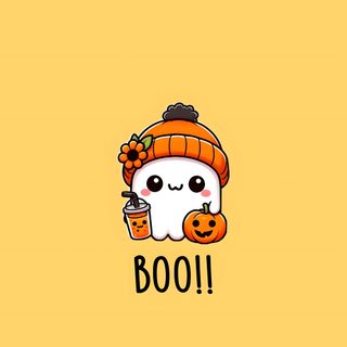 a cartoon character with a pumpkin on it's head and the words boo written in black Cute Yellow Halloween Cute Halloween Pinterest, Cute Yellow Halloween, Cute Halloween For Ipad, khaki
