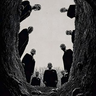 a group of people sitting in a cave Scary Creepy Halloween Art Dark Gothic Horror, Horror Vintage, Dessins Sympas, Gothic Horror, black