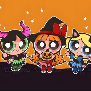 the powerpuff girls cartoon wallpaper with three different characters in front of an orange background Powerpuff Girls Halloween Cartoon Halloween Desktop, Bubbles Powerpuff Girls Pumpkin, Powerpuff Girls Thanksgiving, chocolate