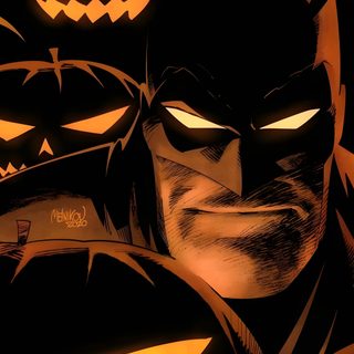 an image of batman in the dark with pumpkins on it's face and eyes Batman The Long Halloween 2 Comic Book Genres, Batman, Batman Universe, Batman Beyond, Batman Comic Art, black