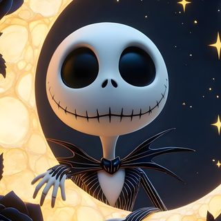 jack skellingy sitting on the moon with roses around him Halloween Jack Skeleton dark slate gray