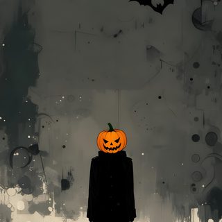 a person standing in front of a black and white background with a pumpkin on his head Halloween Portrait Halloween Art, Halloween Fun, Painted Rocks, Wall Art Prints, Halloween, dark slate gray