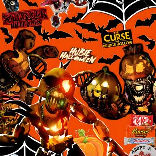an image of halloween decorations and pumpkins Halloween Fnaf Fnaf Halloween, Halloween Scene, Scene, Halloween, Five Nights At Freddy's, saddle brown