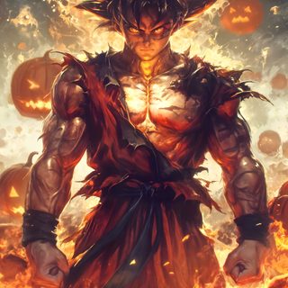 an anime character standing in front of pumpkins Halloween Goku Dragon Ball Z Demon, All Powerful Anime Characters, Anime Anime Vegeta Dragon Ball Z, sienna