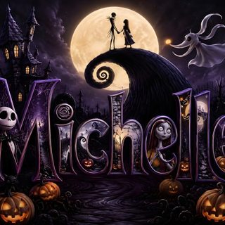 an animated halloween scene with pumpkins and jack - o'- lanterns in the background Halloween Name black