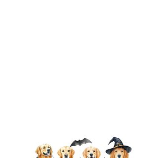 three dogs dressed up as witches and one dog with pumpkins in front of them Golden Retriever Halloween Fall Dog Background, Fall Golden Retriever, Fall With Dogs, Dog Pumpkin, white
