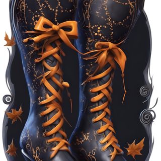 a pair of black boots with orange laces and pumpkins on the ground next to it Halloween Retro Shoes With Pumpkins Wiccan Witch, Halloween Mantle, Witchy, Vibes Art, dark slate gray