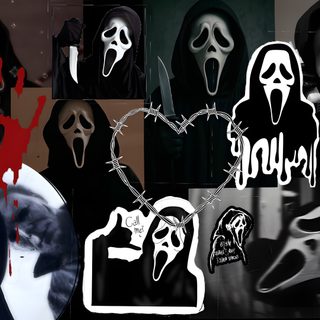 a collage of halloween images with scary faces Y2k Halloween Scream Computer, Ghost Face For Computer, Ghost Faces, Scream, Ghost, black