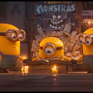 three minions from the movie despicable memes surrounded by candles Minions Halloween Minions Lab Scene, Minions Pixar, Bob From Minons, Minions Watching Tv, dark olive green