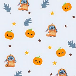an image of halloween pumpkins and owls on a blue background with stars in the sky Preppy Stitch Halloween Stitch Halloween Background, Cute Fall Stitch, Stitch Fall, lavender