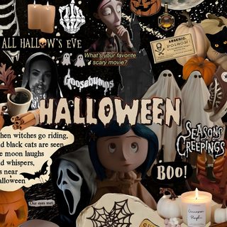 a collage of halloween related items Vintage Halloween Collage Halloween Iphone, Cantik Iphone, Halloween, dark olive green