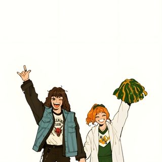 two people standing next to each other with their arms in the air Matching Stranger Things And Halloween Characters Stranger Things Aesthetic Fan Art, Stranger Things Drawing, Cute Stranger Things, snow
